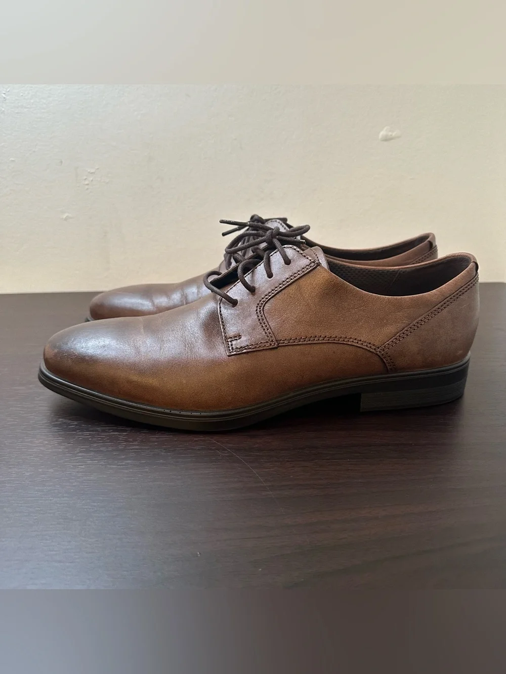 ECCO Queenstown Brown Leather Lace-Up Derby Oxford Shoes Size EU 44 US 10-10.5
